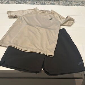 New Balance Beige Shirt and Black Shorts Set